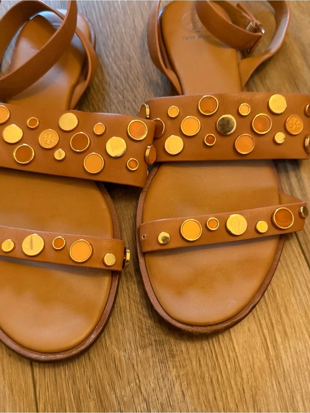 Tory Burch Suki Tan/Brown Leather Sandals SIZE 10